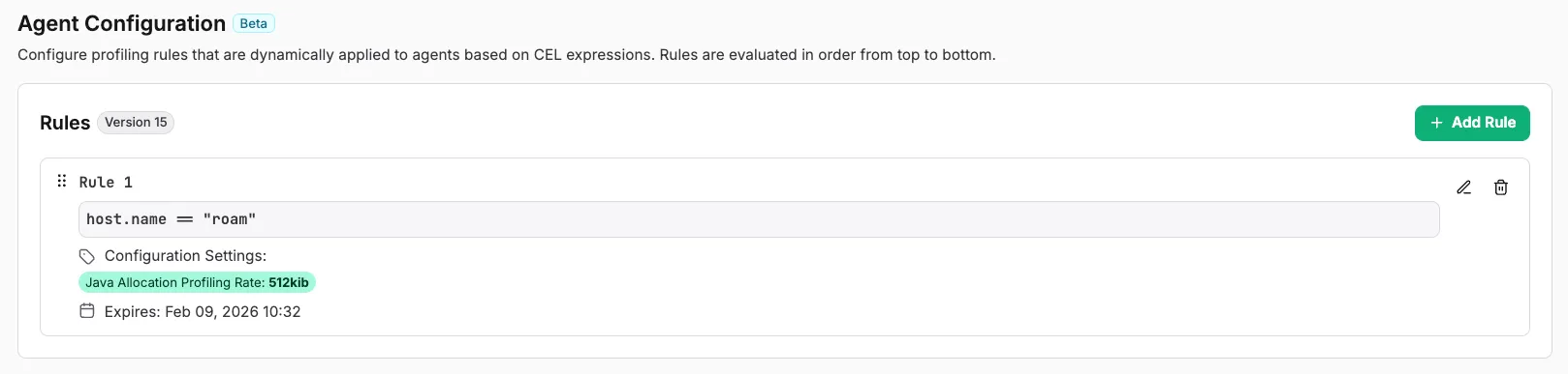 zymtrace profiler configuration UI