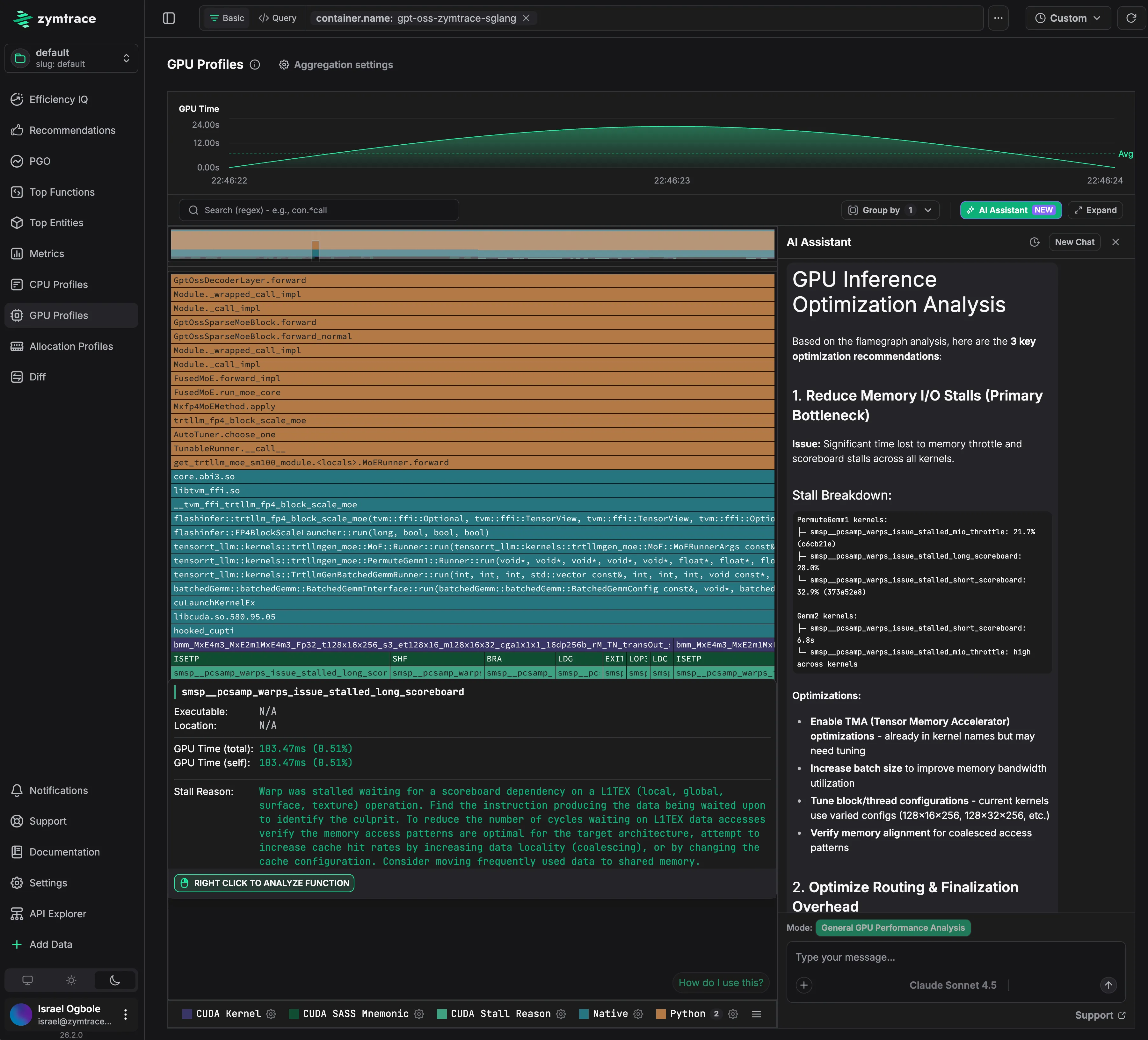 Anam GPU profiling with Zymtrace
