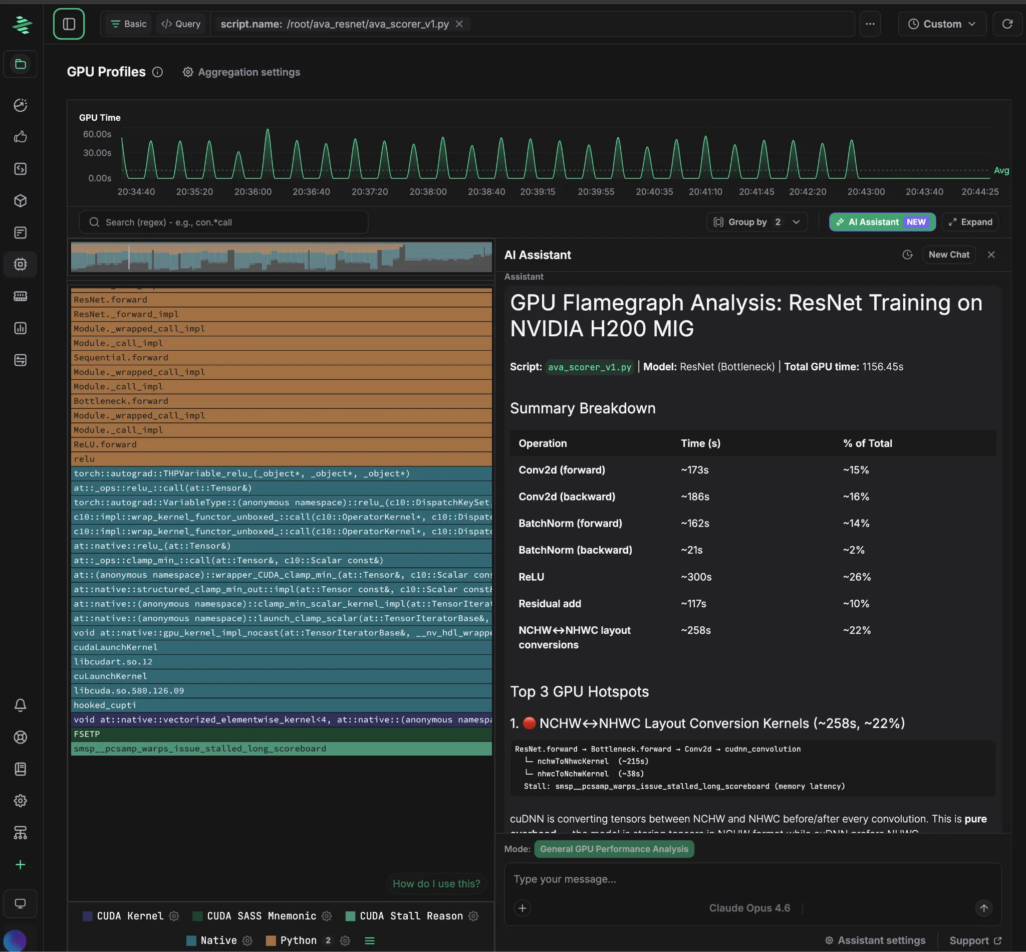 Zymtrace GPU profiles with AI Assistant analysis